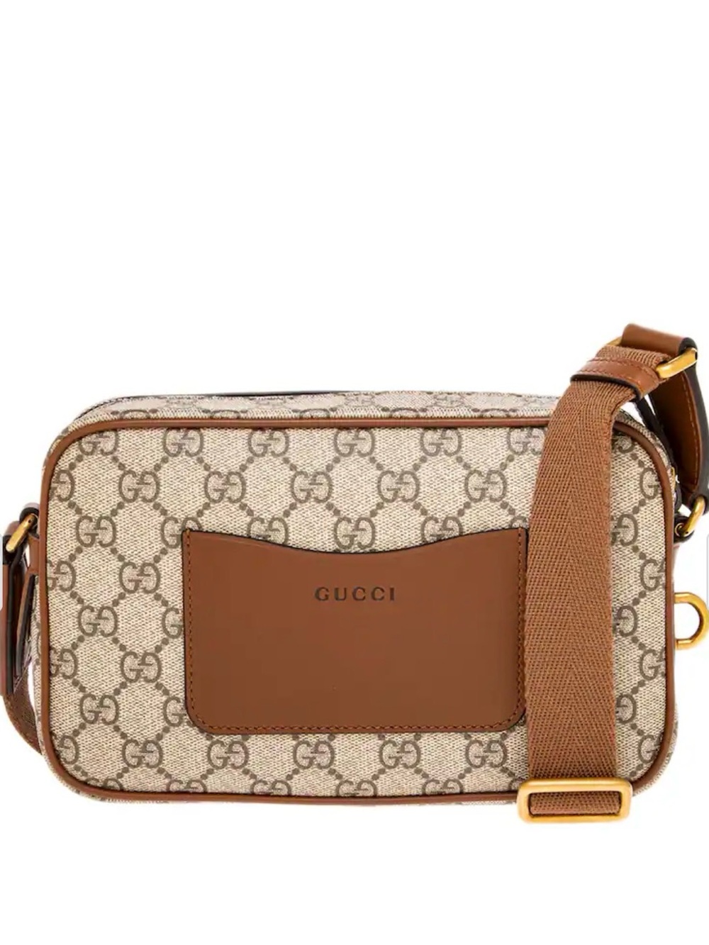 Gucci Beige GG Supreme Canvas Bag Brown Leather Trim - Picture 2 of 12
